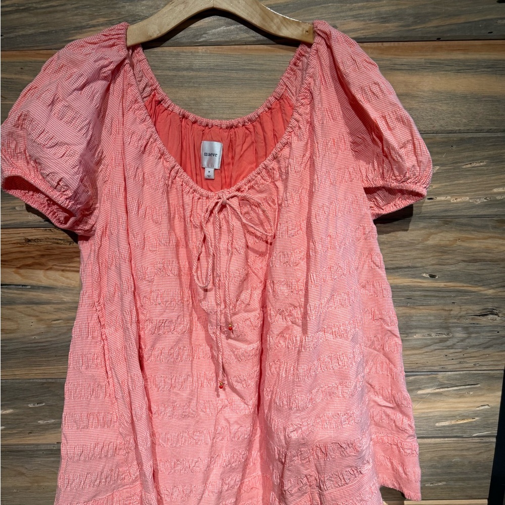 Maeve Coral Textured Baby doll dress